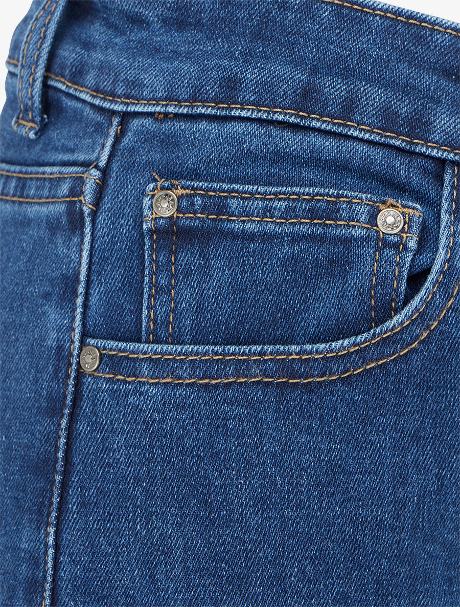 Jean standard à bords effilochés coupe ample - Bleu denim - 3
