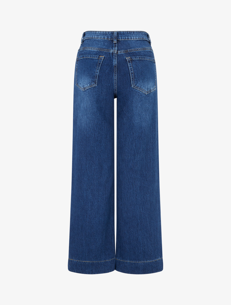 Jean wide leg à taille haute - Bleu denim - 2