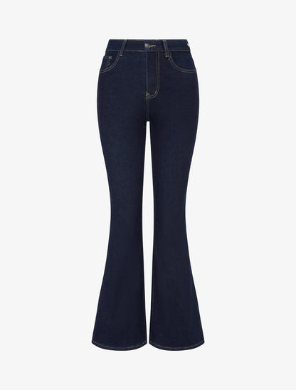 Jean taille haute coupe flare - Bleu brut - 1