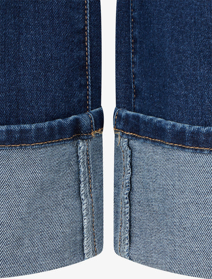 Jean coupe wide leg à ourlet - Bleu denim - 3