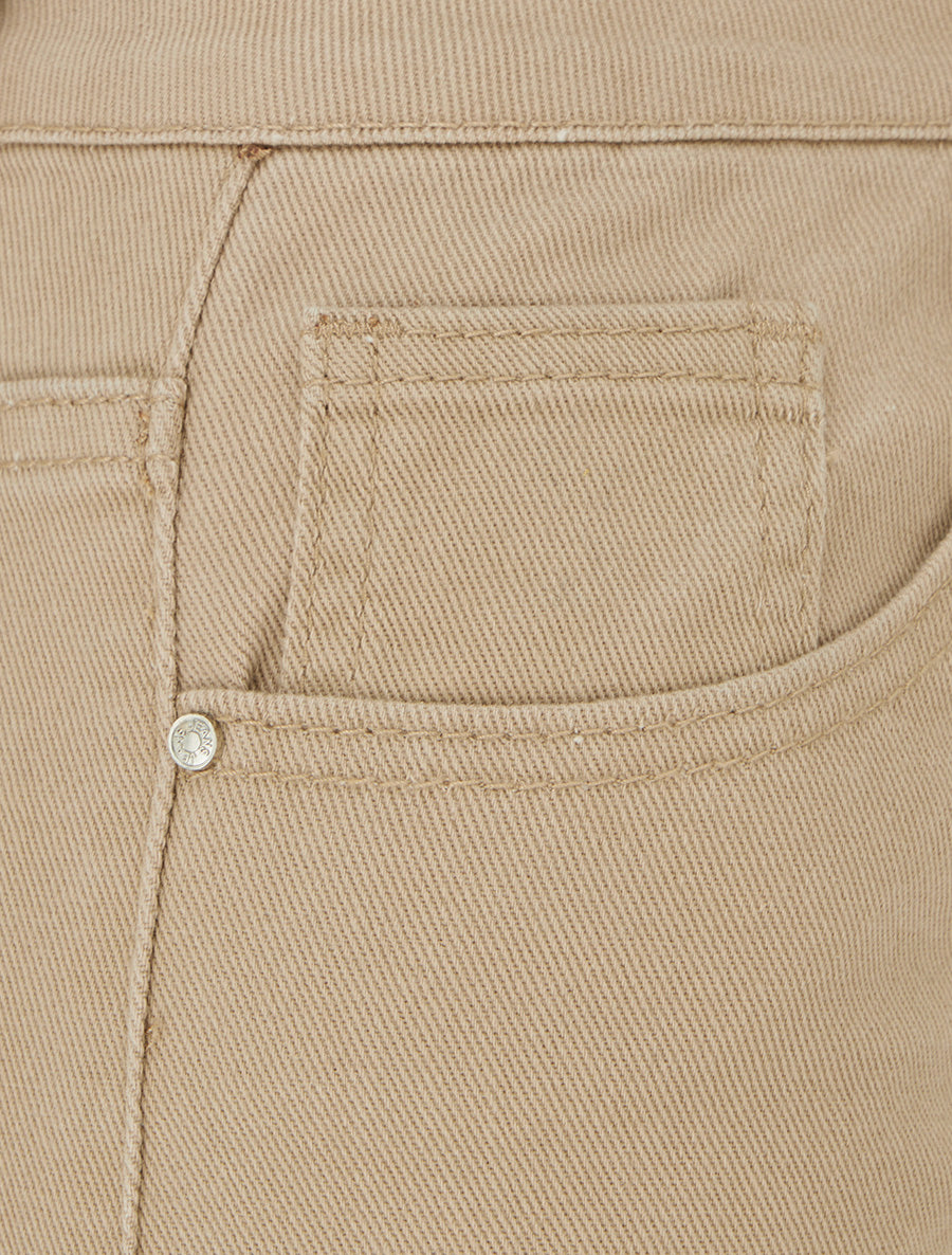 Jean taille haute coupe wide leg - Taupe - 3