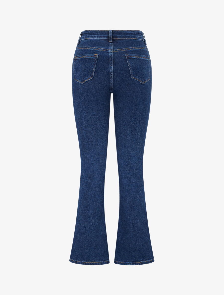 Jean flare à poches boutonnées - Bleu denim - 2