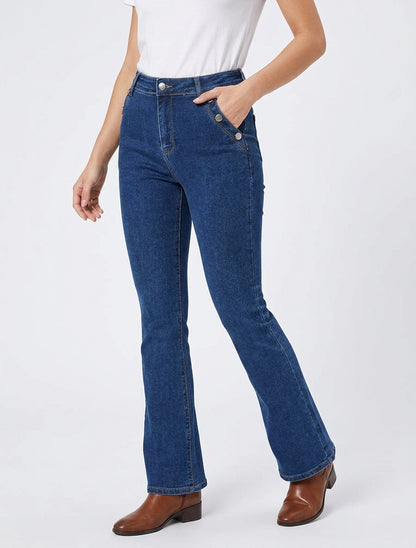 Jean met knoopzakken - Blauwe denim