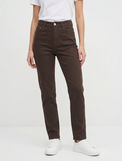 Jean met hoge taille - Bruin
