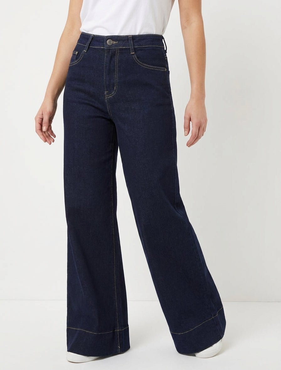 Jeans met zichtbare naden in grote maat - Ongerept blauw