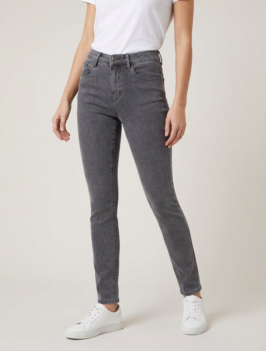 Hoge taille skinny jeans - Antracietgrijs