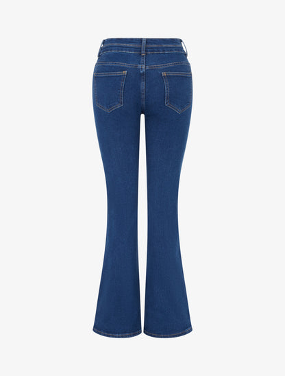 Jean flare taille haute - Bleu denim - 2