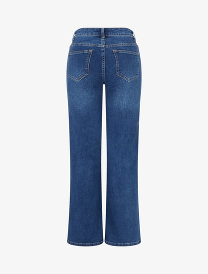 Jean wide leg délavé - Bleu denim - 2