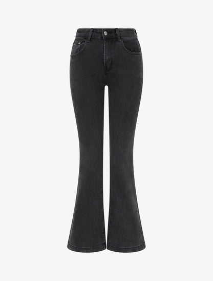 Jean taille haute coupe flare - Gris anthracite - 1