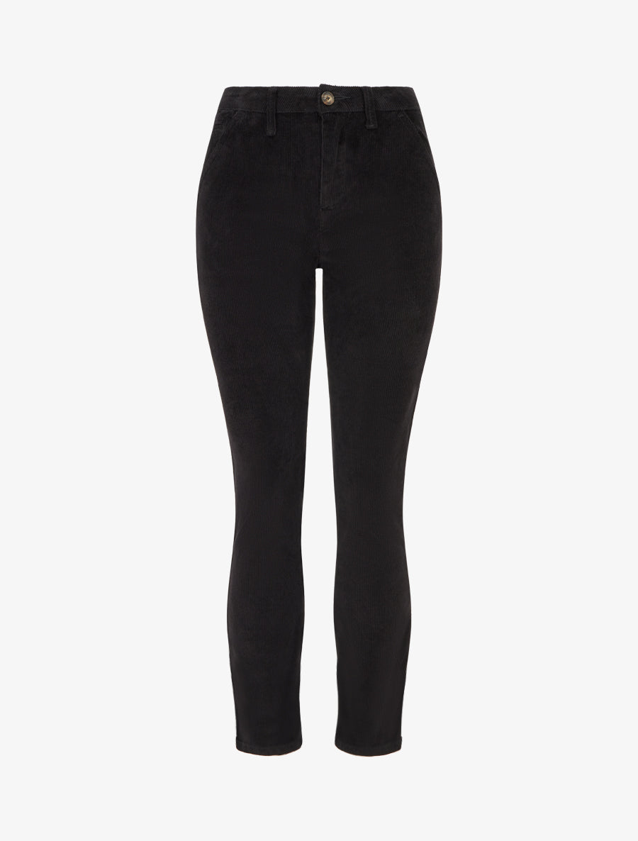 Pantalon côtelé uni - Noir - 1