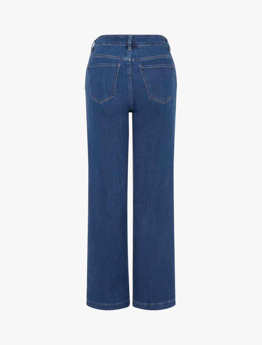 Jean à boutons décoratifs coupe droite - Bleu denim - 2