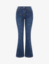 Jean à petites fleurs brodées coupe flare - Bleu denim - 1