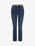 Jean à empiècement perles coupe skinny - Bleu denim - 1