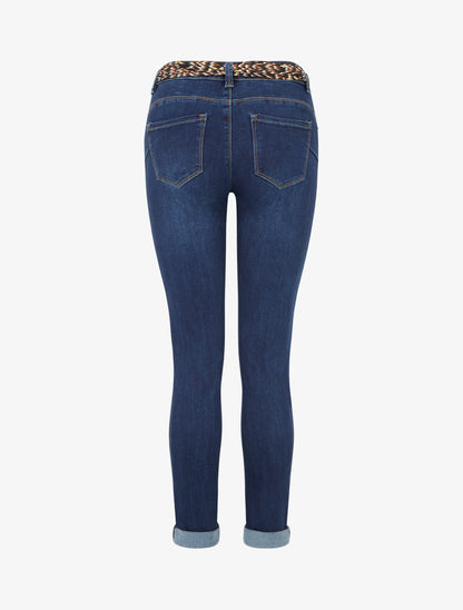 Jean à revers à détail imprimé coupe slim - Bleu denim - 2