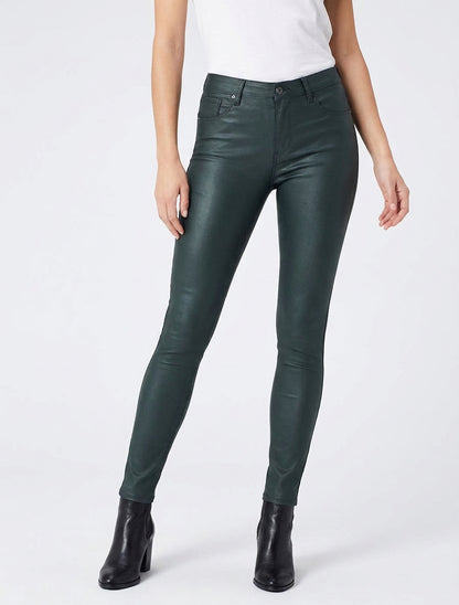 Skinny jeans met een gewaxte look - Donkergroen
