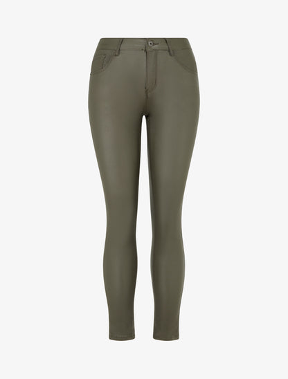 Jean skinny effet ciré - Kaki - 1