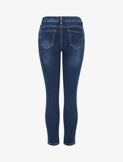 Jean slim délavé à taille haute - Bleu denim - 2