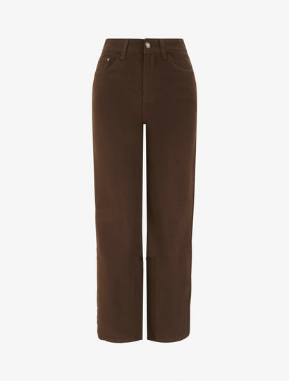 Jean wide leg uni à taille haute - Marron - 1