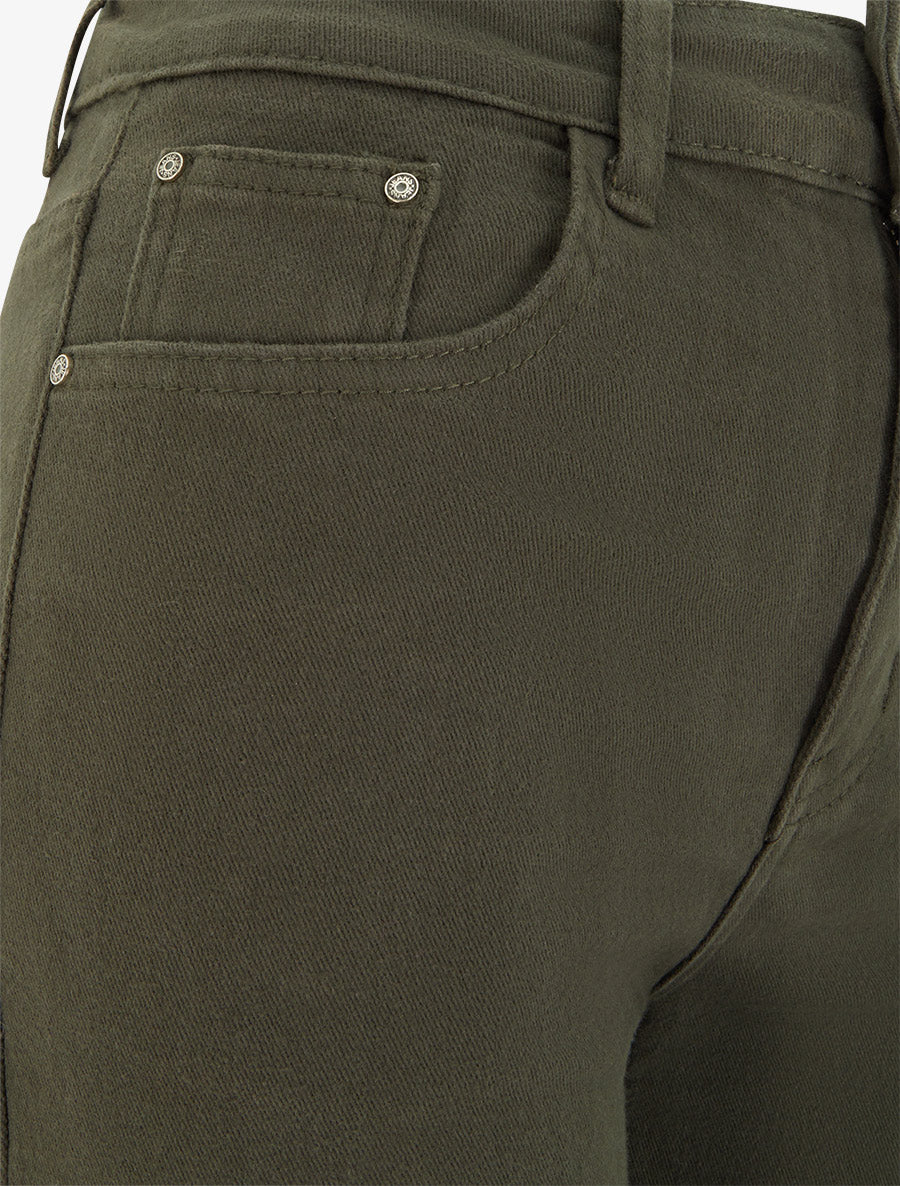 Jean wide leg uni à taille haute - Kaki - 3