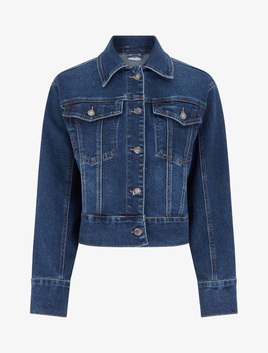 Veste en jean droite - Bleu - 1