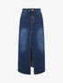 Jupe longue coupe droite en jean fendue - Bleu - 1