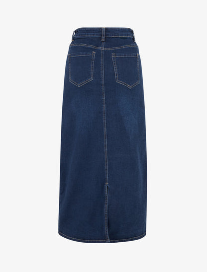 Jupe longue en jean poches boutonnées - Bleu - 2