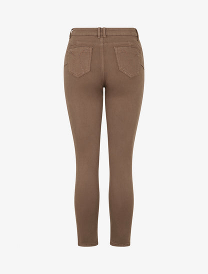 Jean à motifs sequins aux poches coupe skinny - Camel - 2