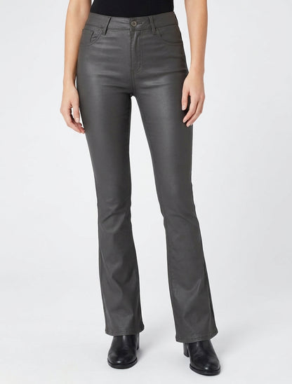 Gecoate flared broek - Antracietgrijs
