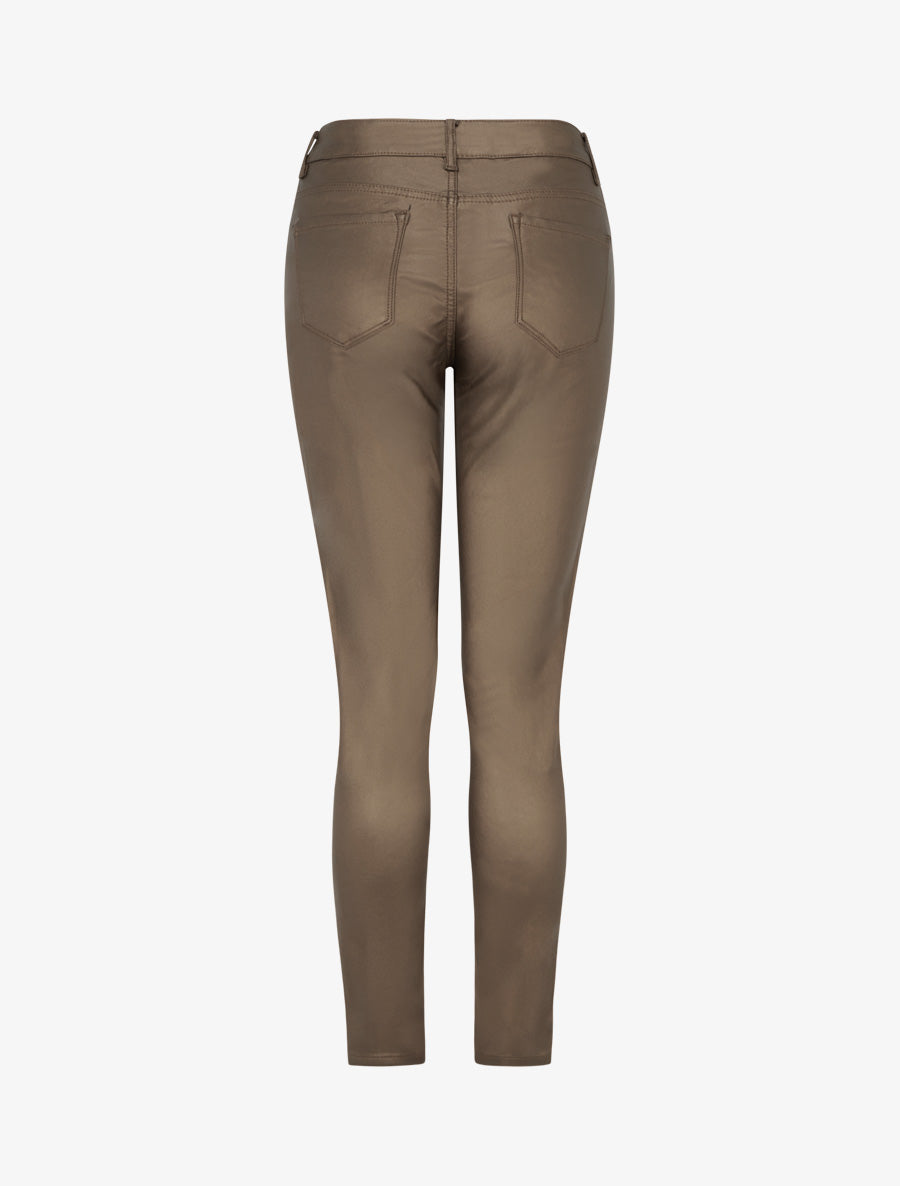 Pantalon slim en simili effet enduit - Bronze - 2