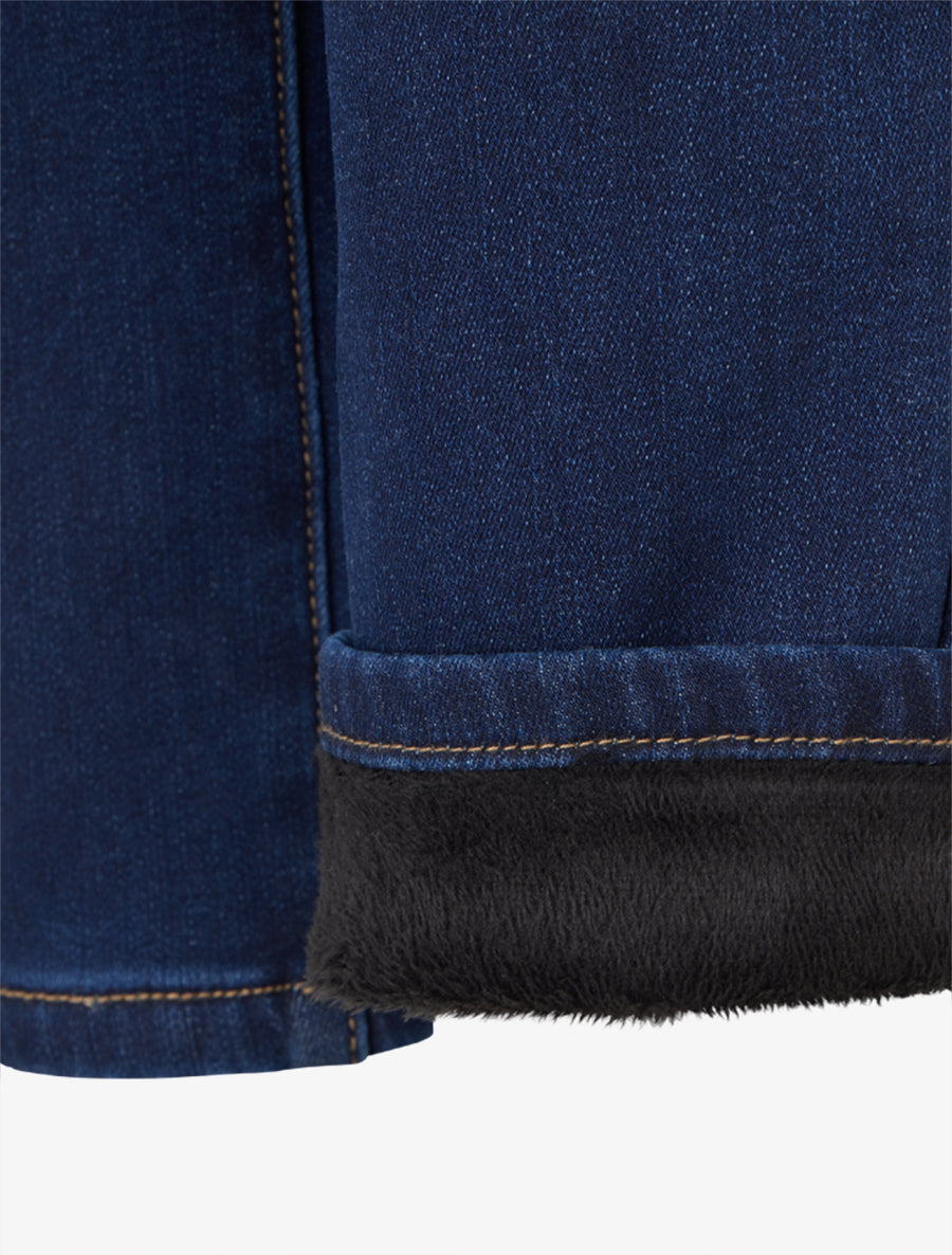 Jean droite grande taille doublé polaire - Bleu brut - 3