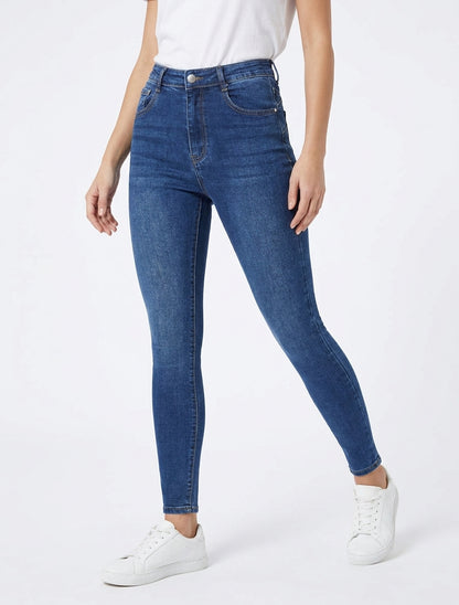 Grote maat lichtgewassen skinny jeans - Blauwe denim