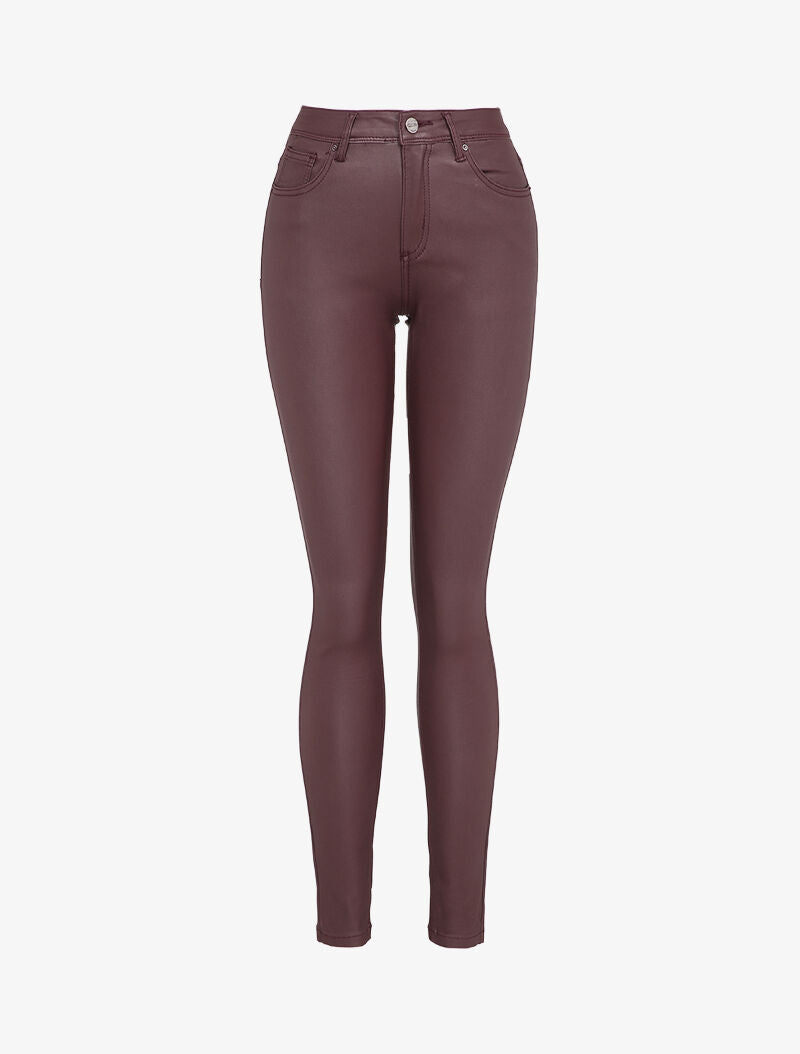 Pantalon enduit coupe slim - Bordeaux - 4