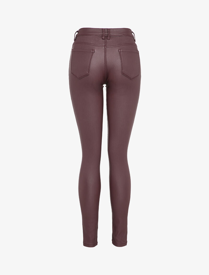 Pantalon enduit coupe slim - Bordeaux - 2