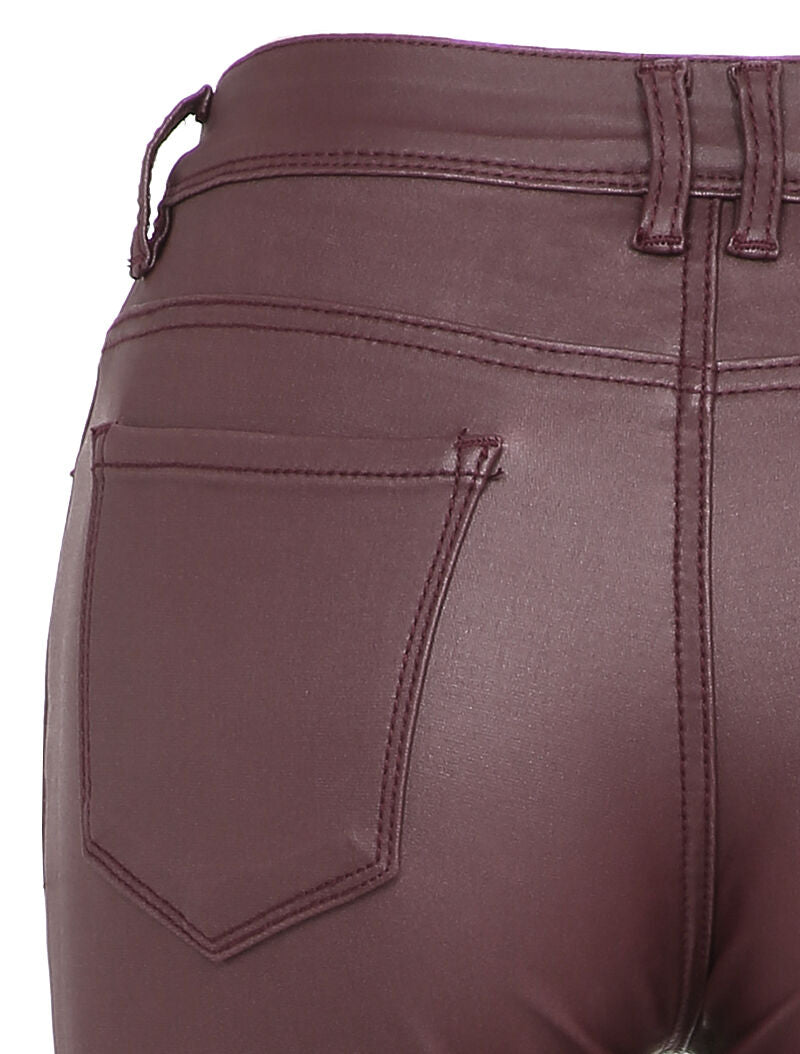 Pantalon enduit coupe slim - Bordeaux - 3