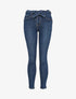 Jean skinny à taille standard ceinturée - Bleu denim - 1