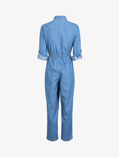 Combinaison en jean coupe droite - Bleu denim - 2