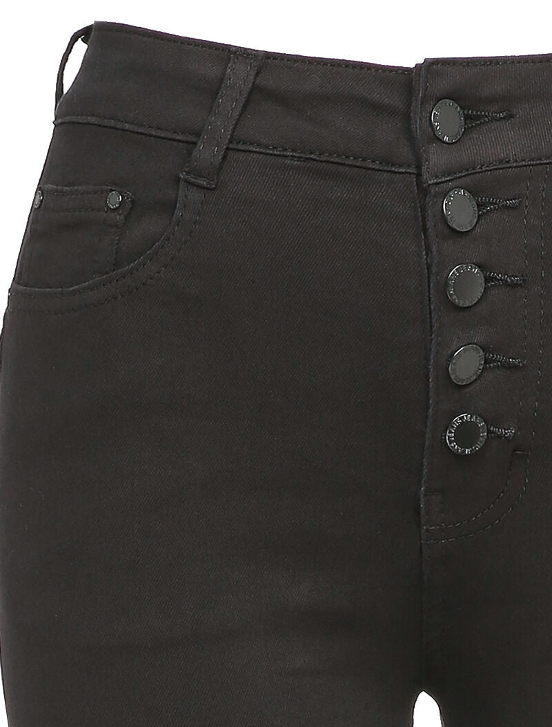 Jean skinny boutonné - Noir - 3