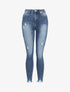 Jean skinny délavé à bords coupe franche - Bleu denim - 1