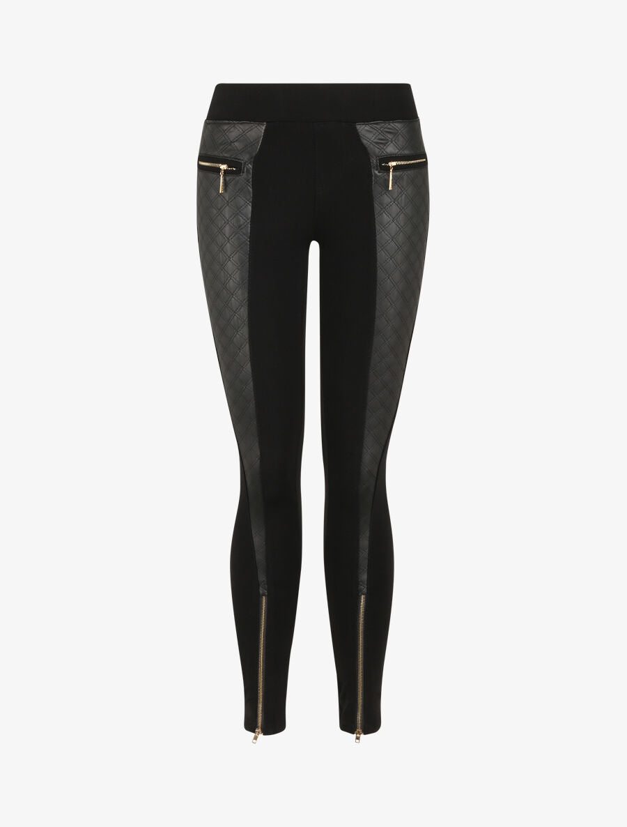 Legging bimatière ultra skinny zippé - Noir - 4