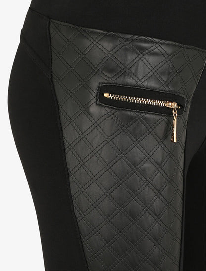 Legging bimatière ultra skinny zippé - Noir - 3