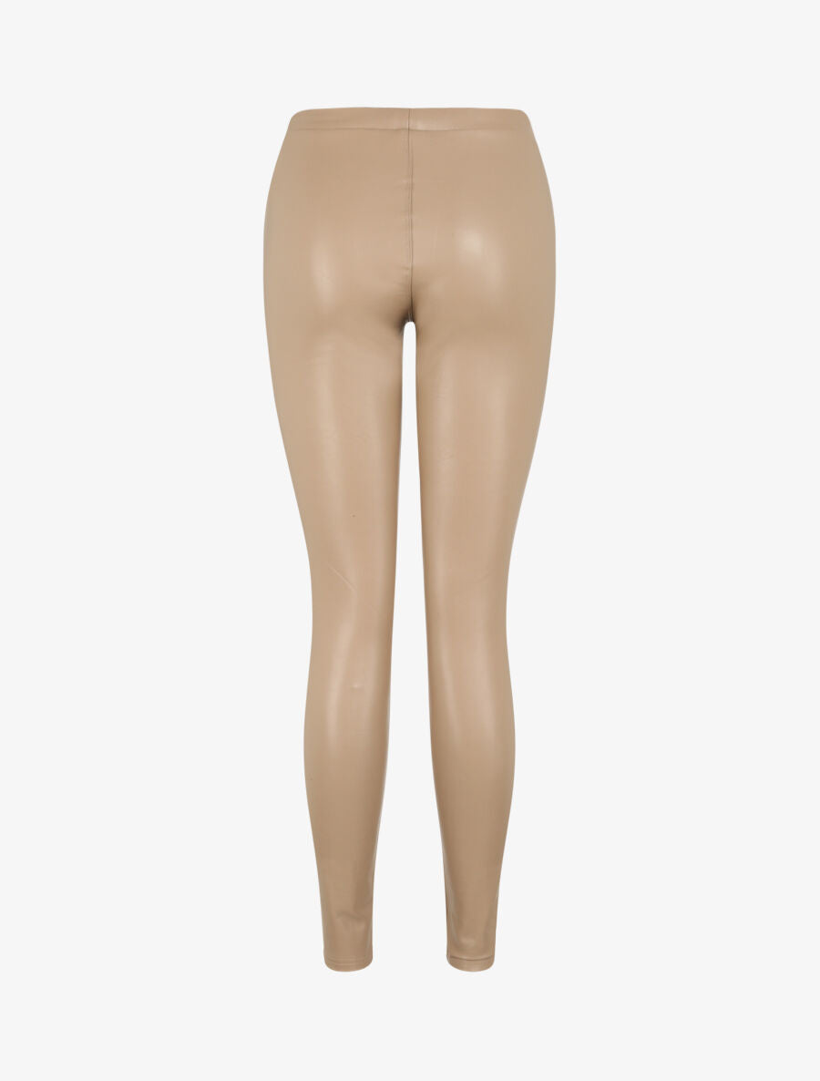 Legging stretch en simili - Beige - 2