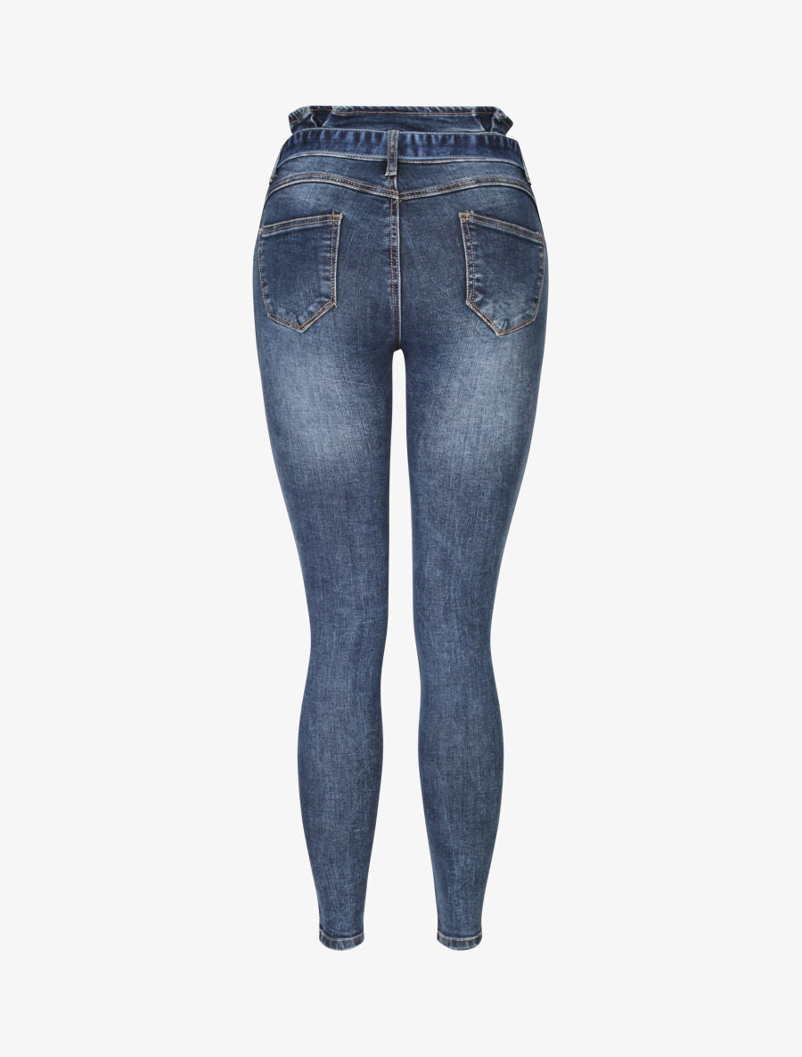 Jean ultra skinny à taille haute volantée - Bleu - 2