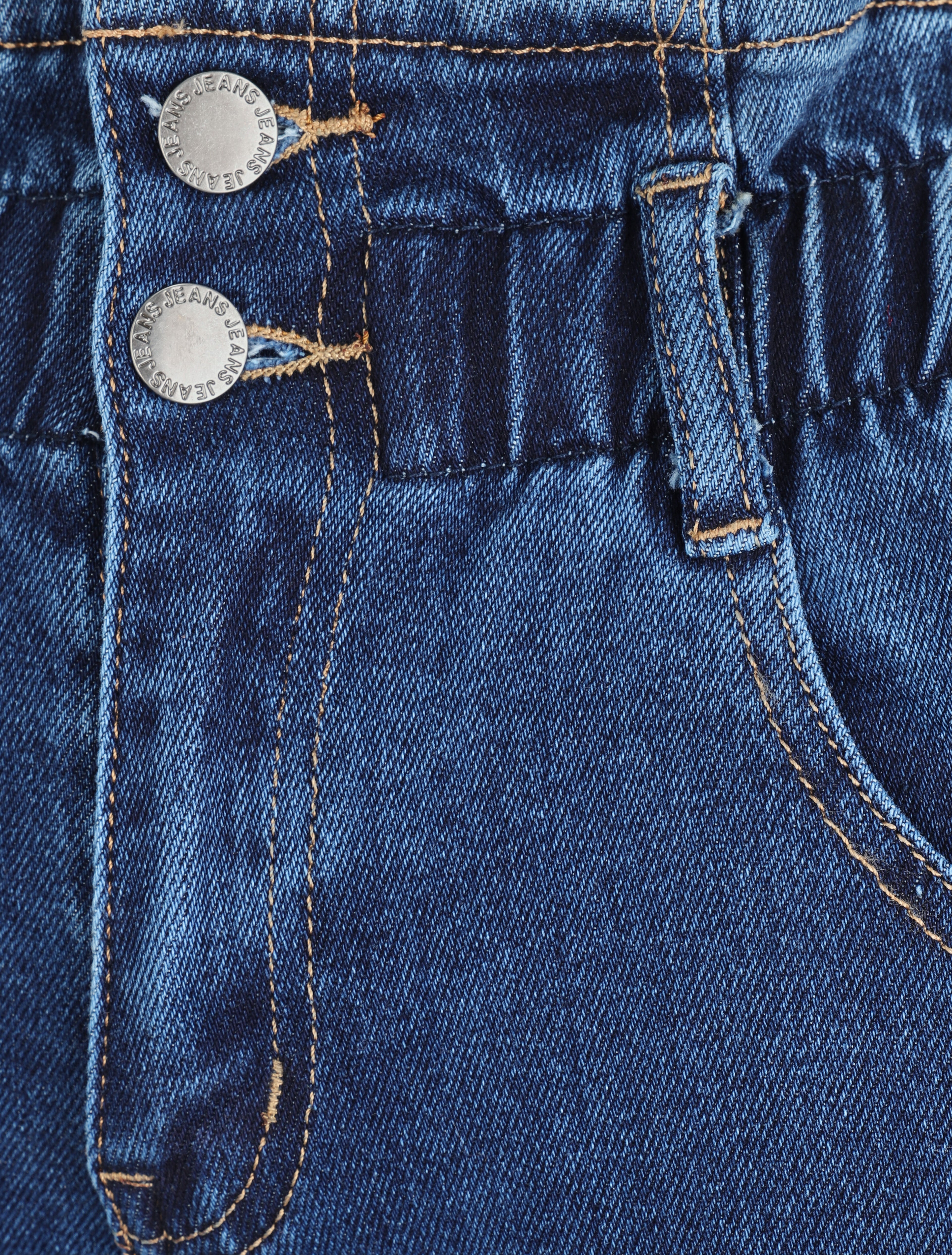 Jean mom à taille haute élastiquée - Bleu denim - 3