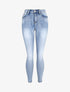 Jean push up délavé à taille haute - Bleu - 1