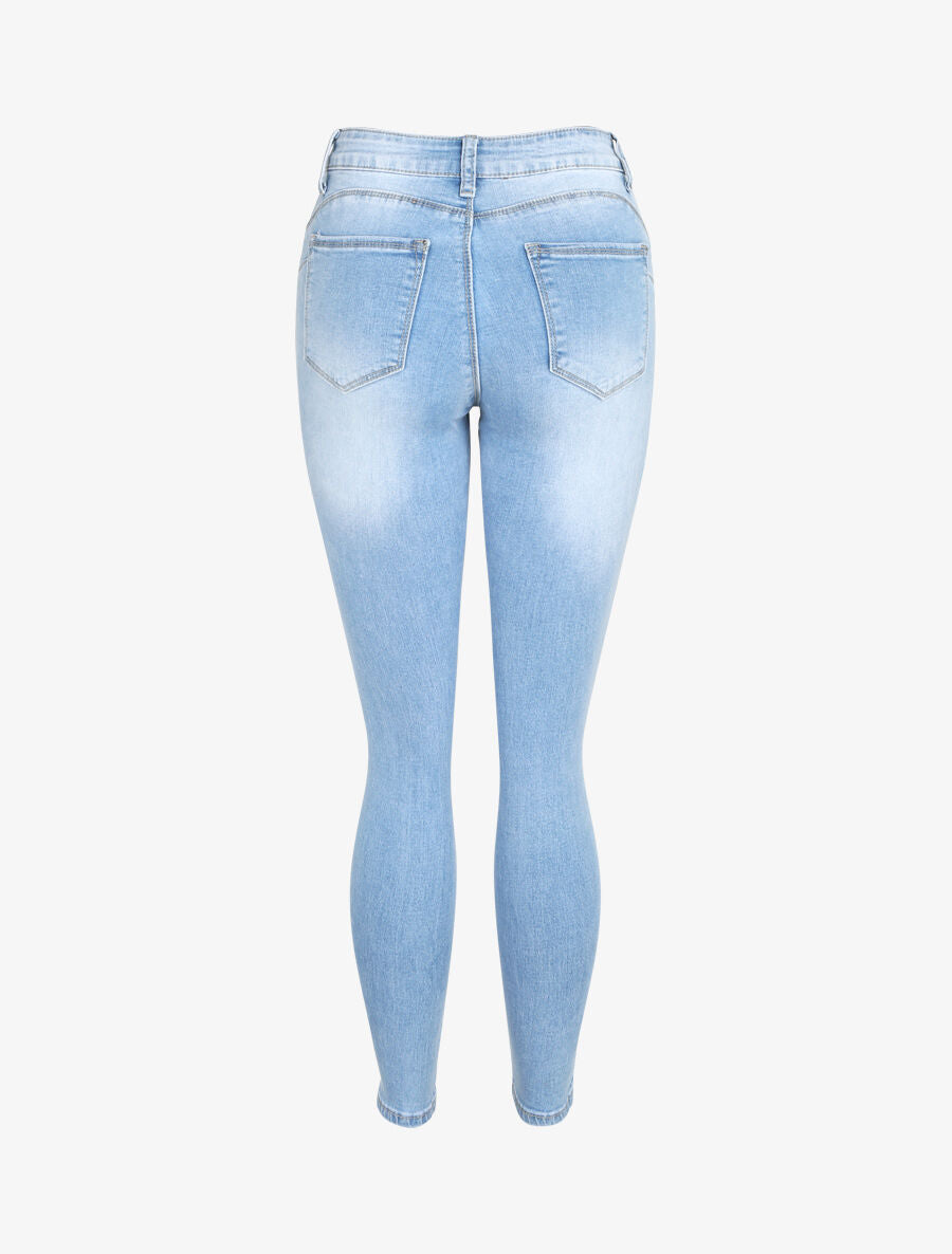 Jean slim push up délavé - Bleu clair - 2