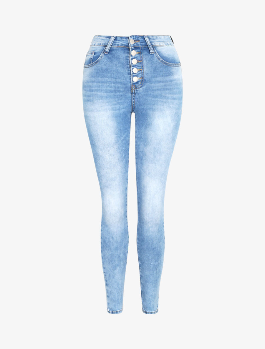 Jean push up à fermeture boutonnée - Bleu - 3