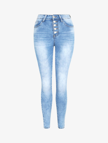 Jean push up à fermeture boutonnée - Bleu - 3