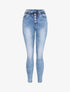 Jean slim à taille empire élastiquée - Bleu - 1