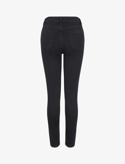 Jean skinny grande taille uni à taille haute - Noir - 2