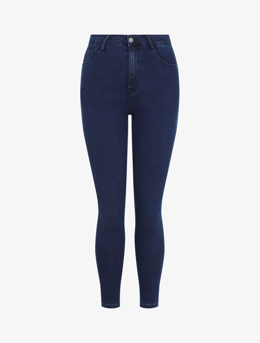 Jean skinny push up à taille basse - Marine - 1